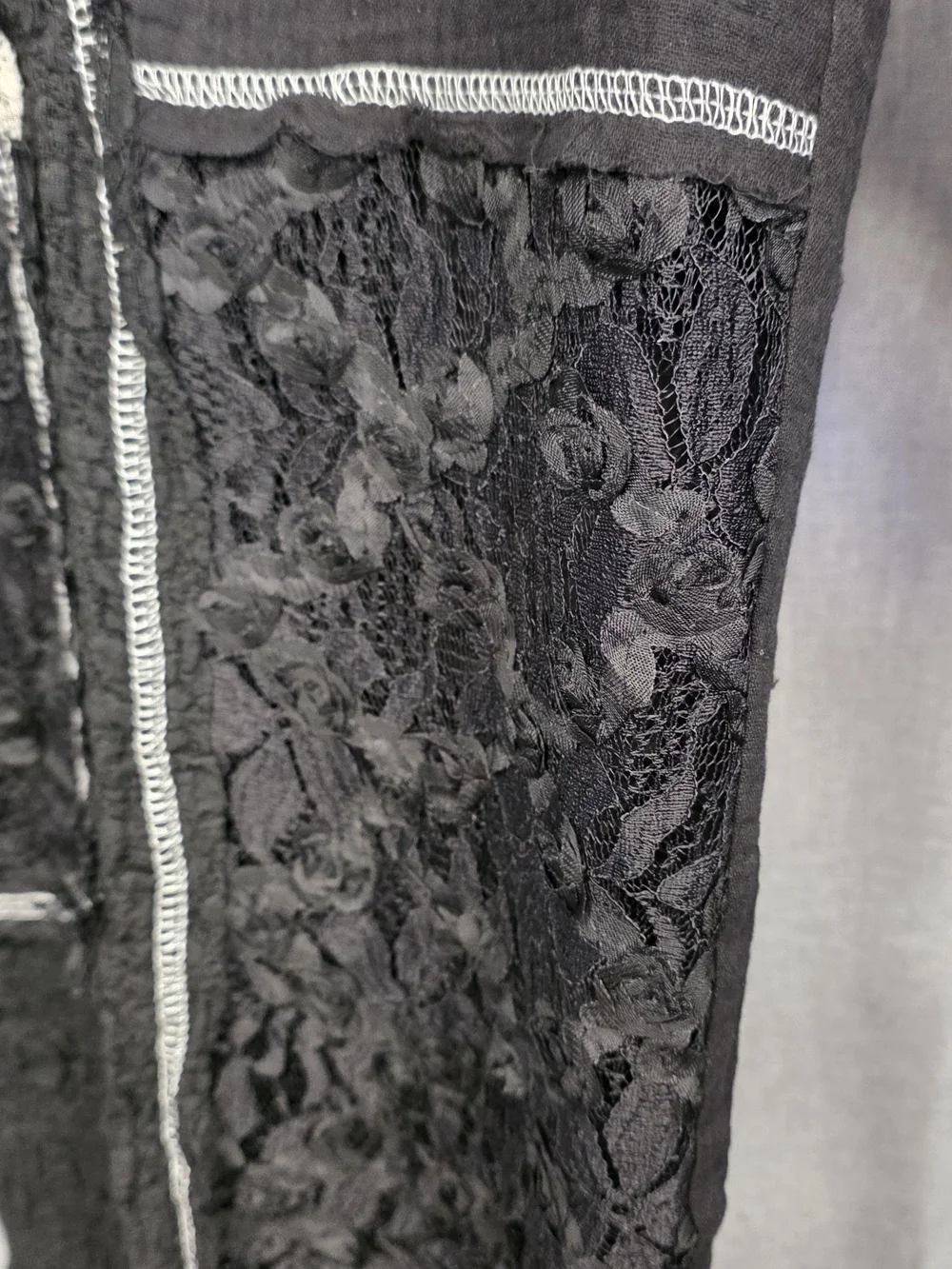 POL Black Textured Cargo Trousers WithCream Drawstring - Picture 2 of 3